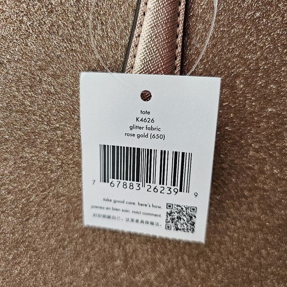 KATE SPADE Large Tote Shoulder Bag Rose Gold Shimmy Glitter NWT - Picture 13 of 15